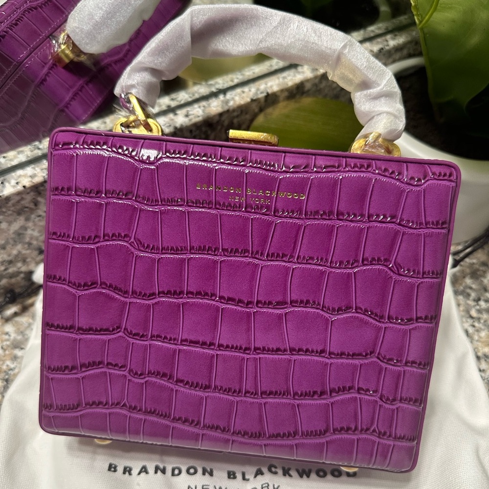 Kendrick Trunk Purple Croc Embossed Leather NWT